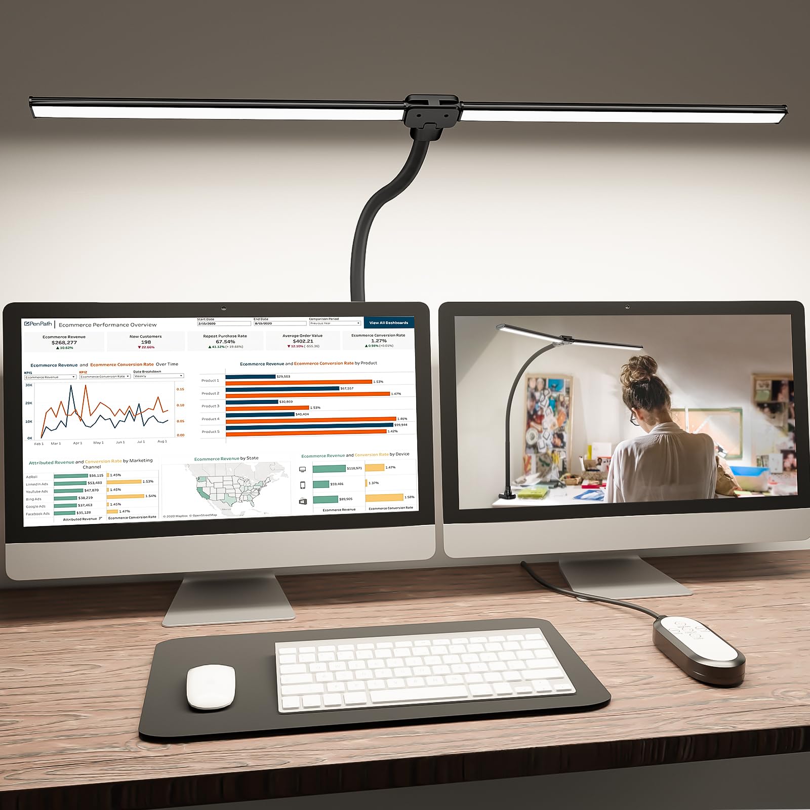 LED Bureaulamp Dubbele Arm | Flexibel & Dimbaar Voor Thuiswerk