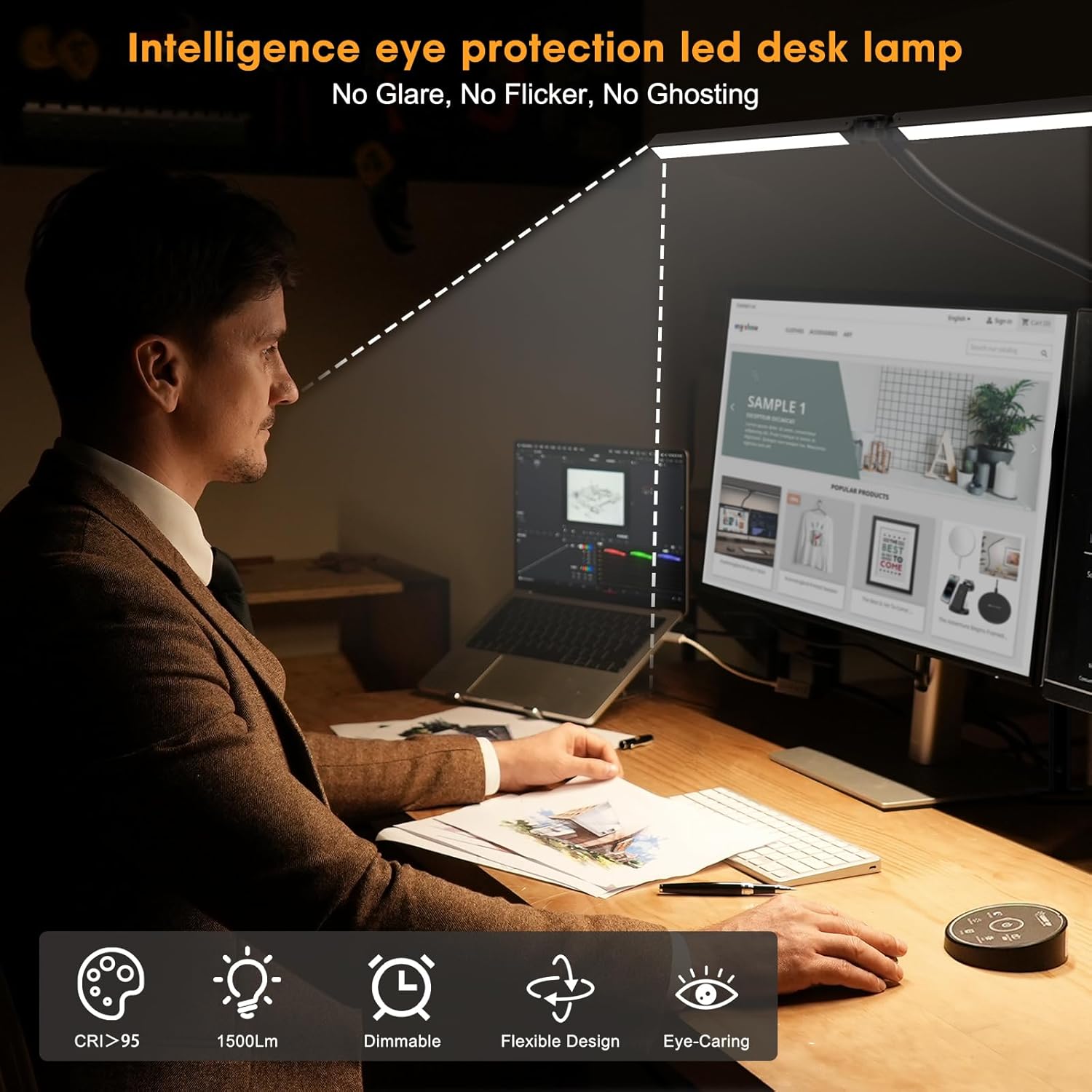 LED Bureaulamp Dubbele Arm | Flexibel & Dimbaar Voor Thuiswerk