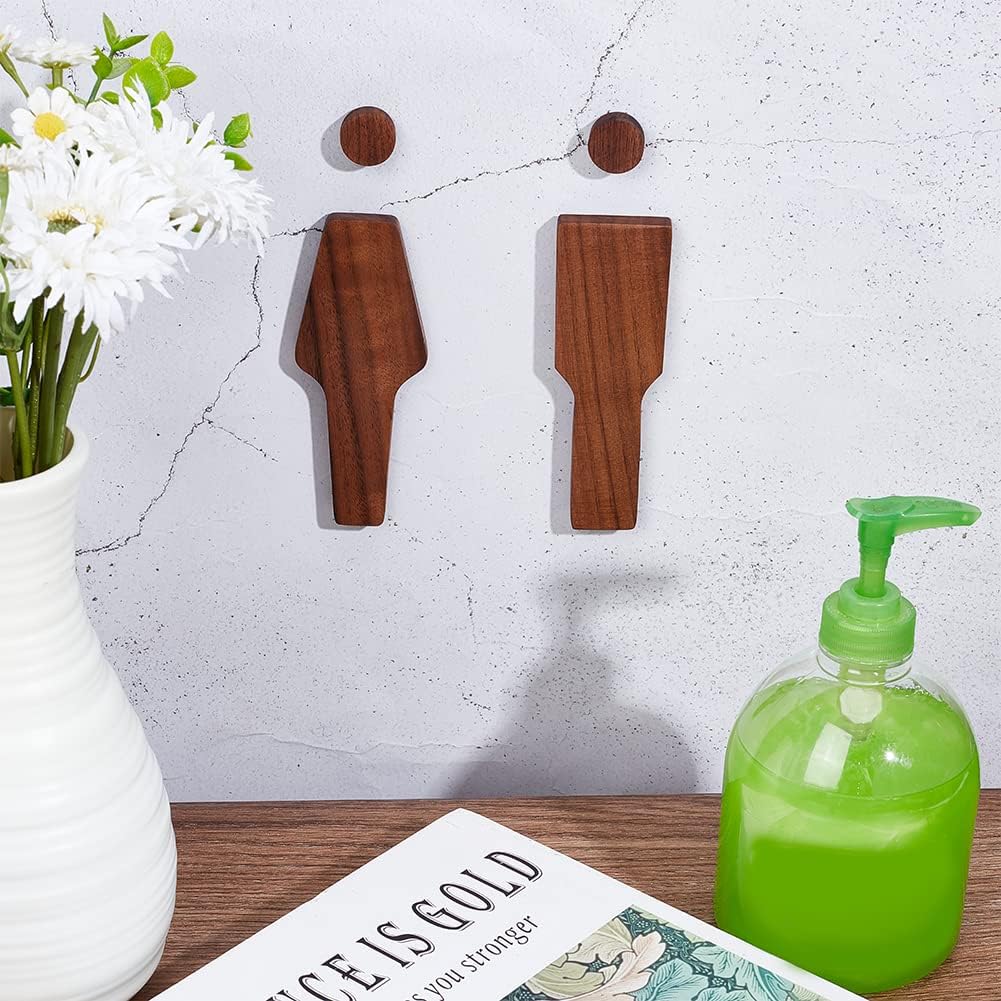Houten Toiletdeurbord Set – Stijlvolle En Moderne Badkamerdecoratie