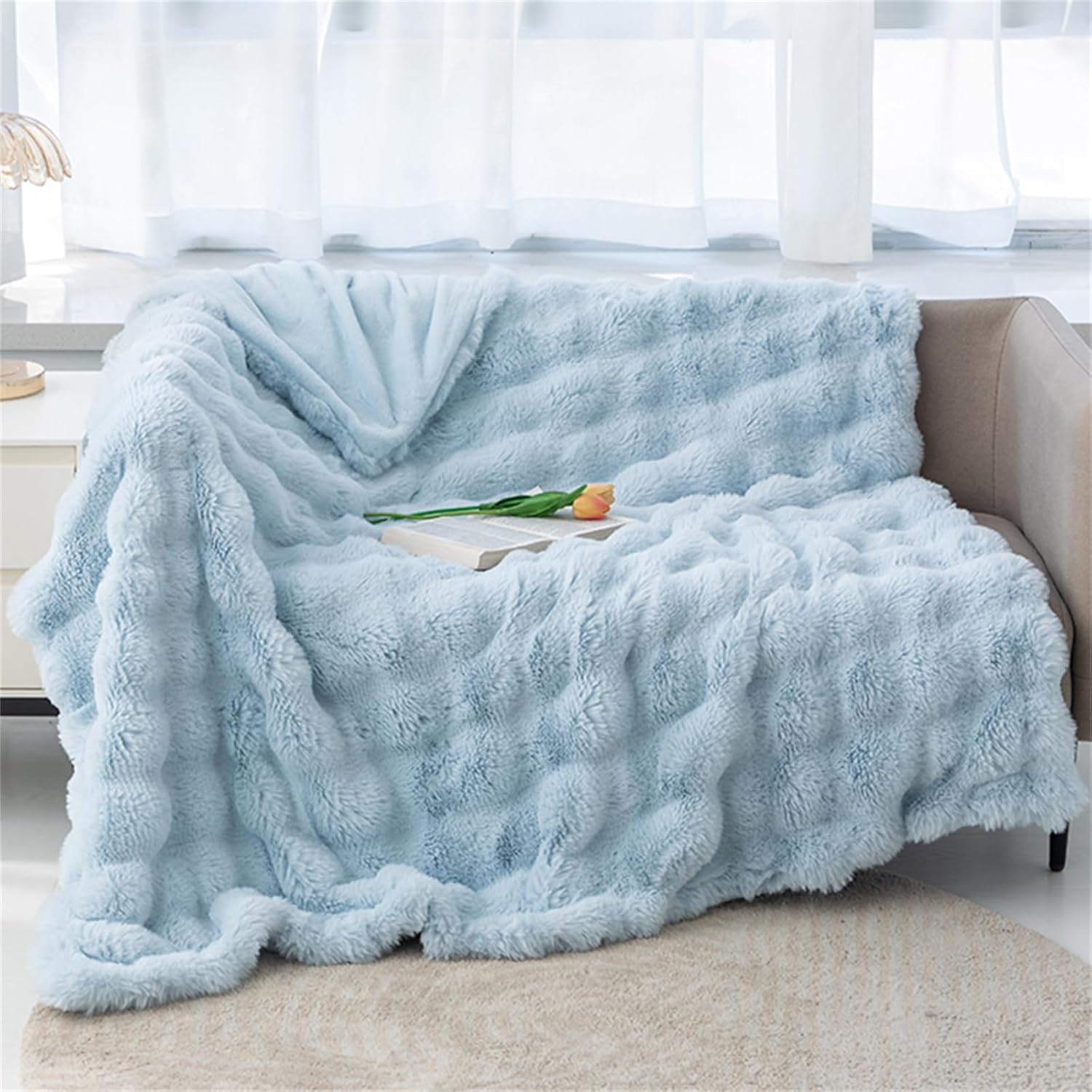 Ultrazacht Faux Fur Gewichtsdeken met Chunky Knit Design