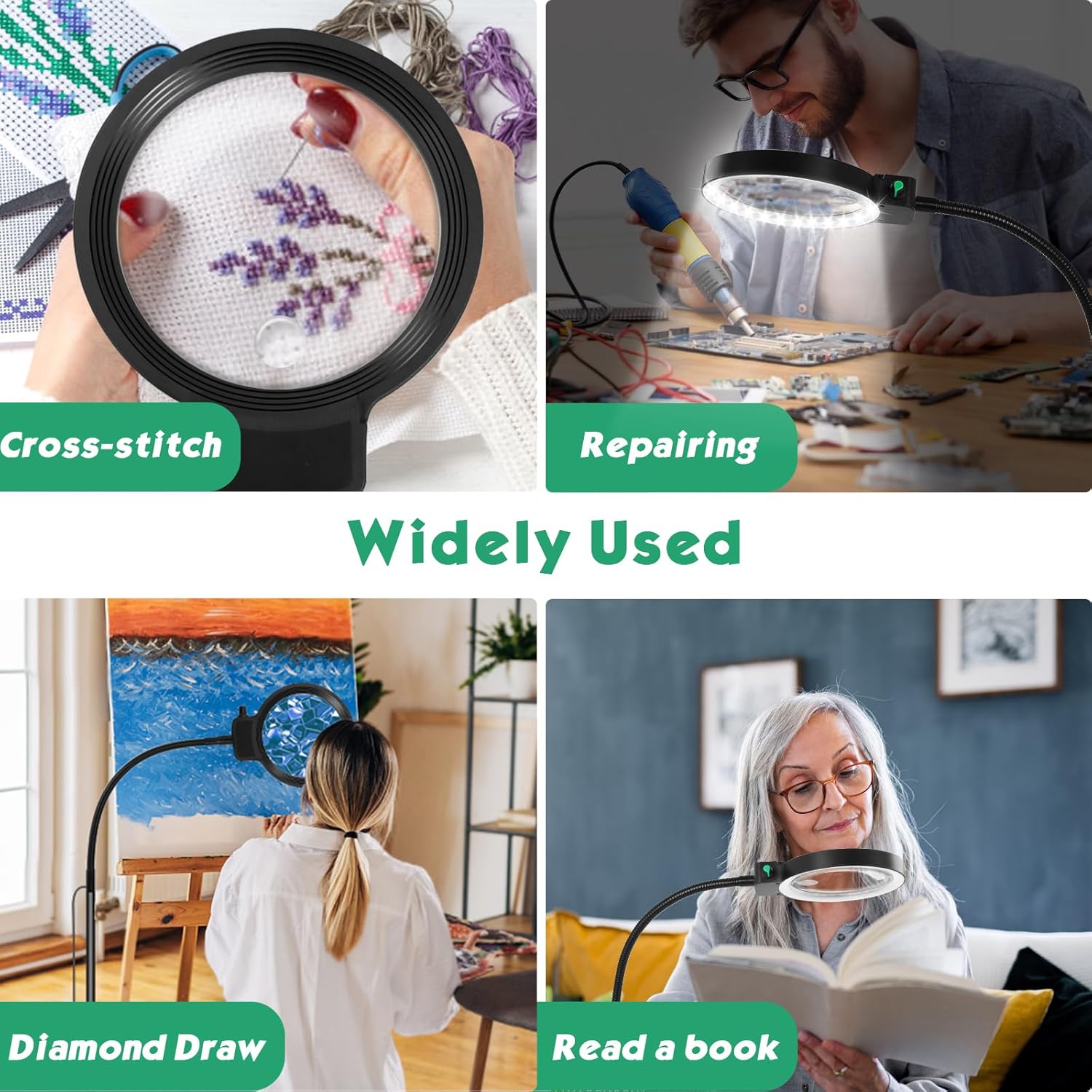 LED Vergrootglas – Handsfree Leeslamp Voor Boeken, Handwerk & Hobby’s