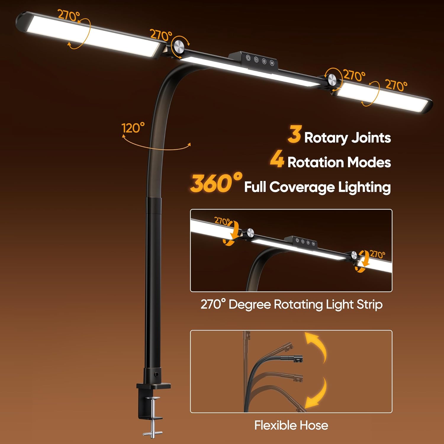 Bureaulamp LED met Klem – Dimbaar & Verstelbaar – Moderne Lamp voor Thuiswerken