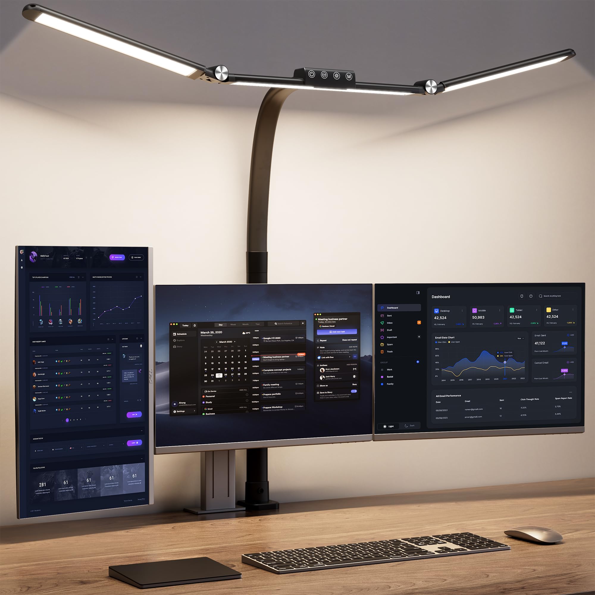 Bureaulamp LED met Klem – Dimbaar & Verstelbaar – Moderne Lamp voor Thuiswerken