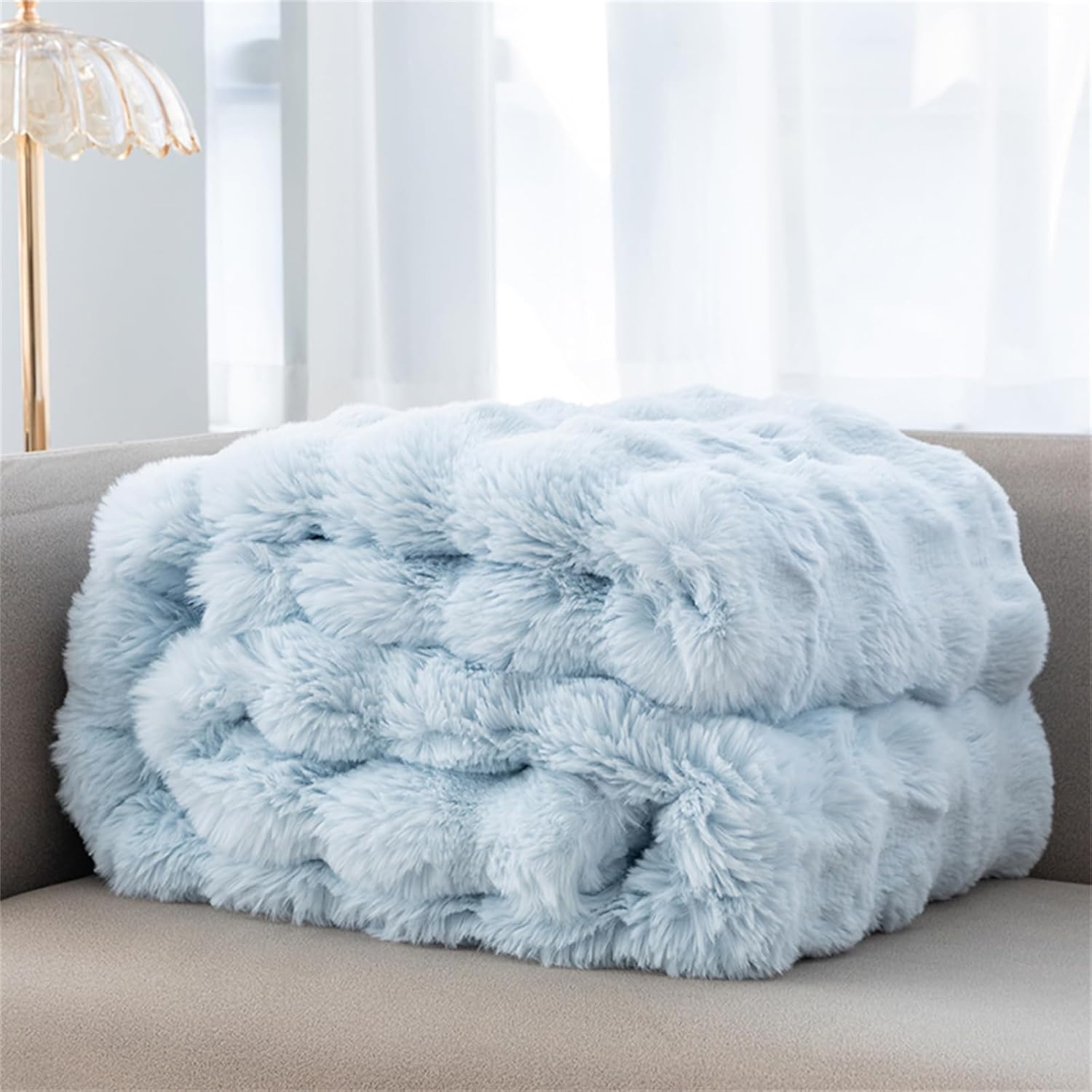 Ultrazacht Faux Fur Gewichtsdeken met Chunky Knit Design