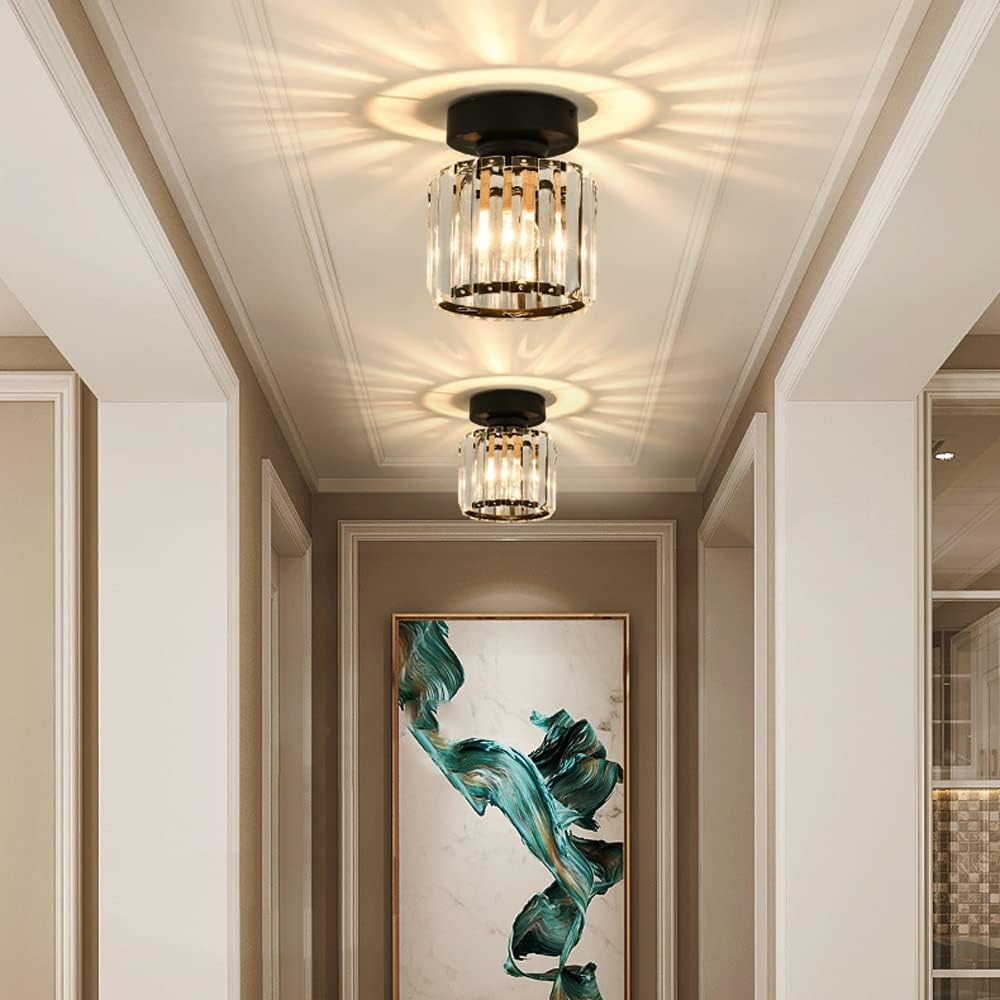 Kristallen Plafondlamp Met Messing Afwerking Voor Een Luxe & Warme Sfeer