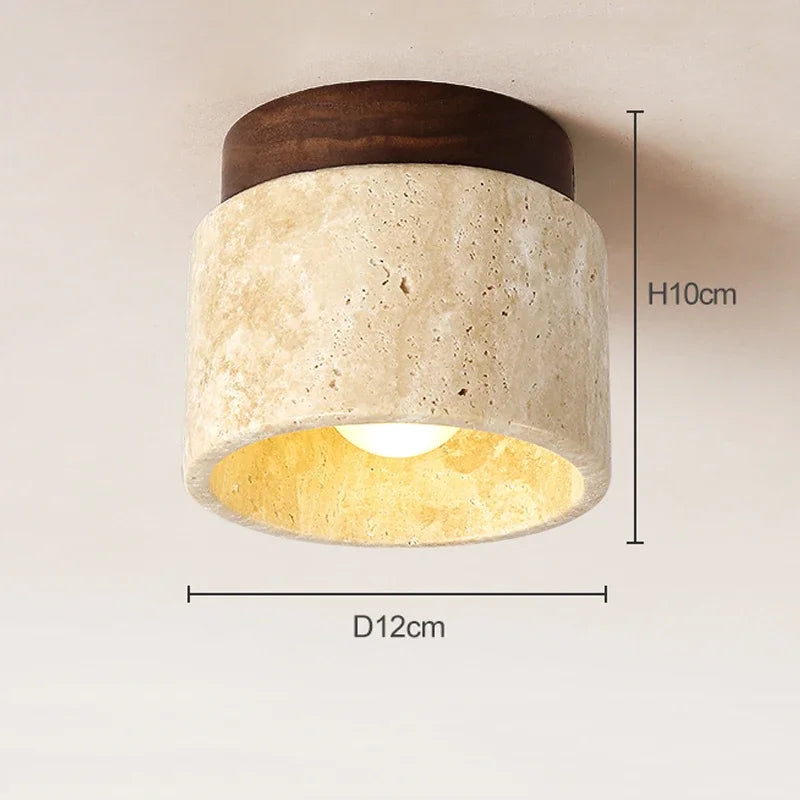 Hinode - Minimalistische Japanse Plafondlamp van Marmer en Hout met LED