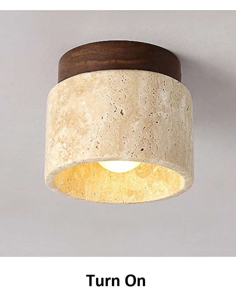 Hinode - Minimalistische Japanse Plafondlamp van Marmer en Hout met LED