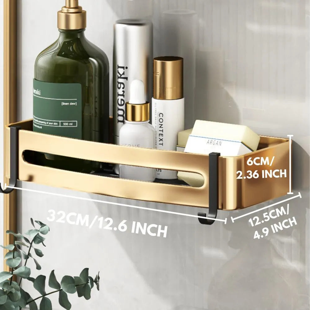 Stijlvolle Gouden Badkamerplank Set – Moderne Organisatie Zonder Boren