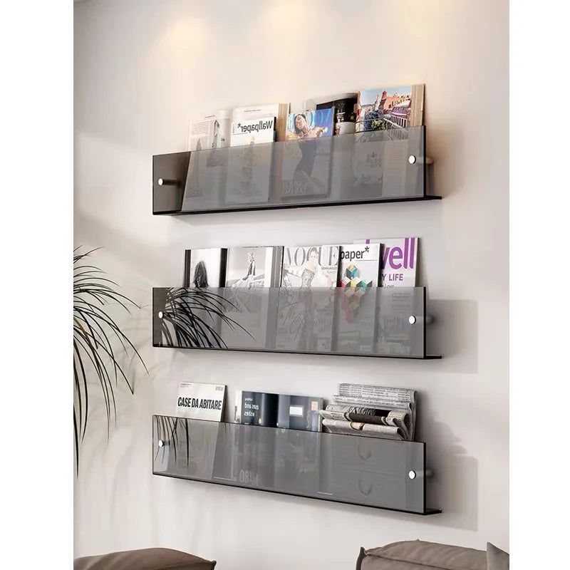 Transparante Acryl Wandplank Voor Tijdschriften & Stijlvolle Opbergruimte