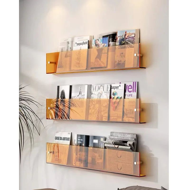 Transparante Acryl Wandplank Voor Tijdschriften & Stijlvolle Opbergruimte
