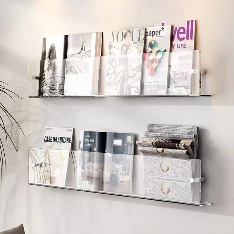 Transparante Acryl Wandplank Voor Tijdschriften & Stijlvolle Opbergruimte