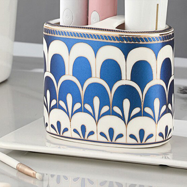 Art Deco Luxe Badkameraccessoirehouder – Elegant & Functioneel Voor Tandenborstels & Cosmetica