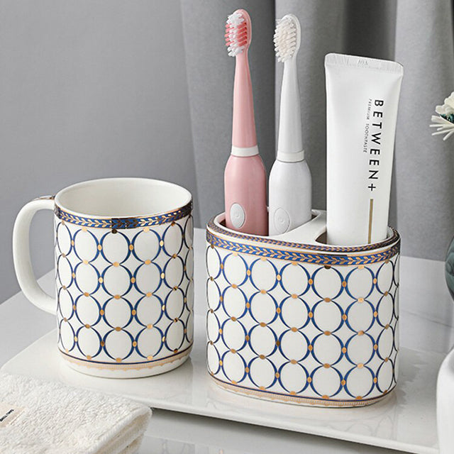 Art Deco Luxe Badkameraccessoirehouder – Elegant & Functioneel Voor Tandenborstels & Cosmetica