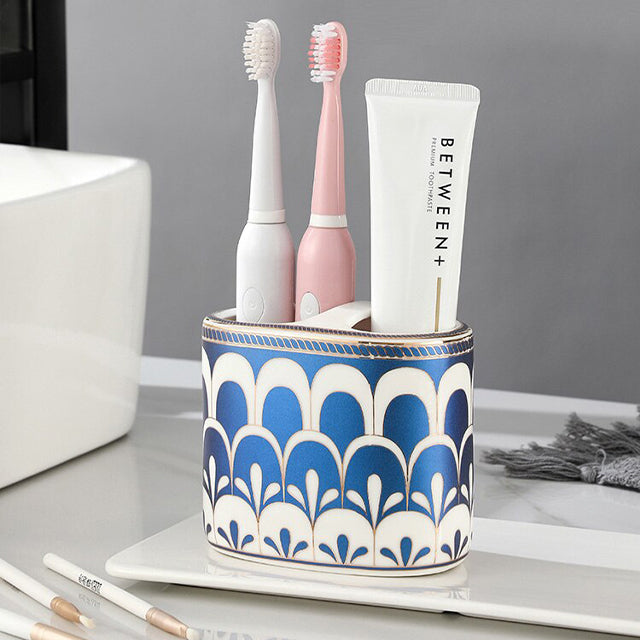 Art Deco Luxe Badkameraccessoirehouder – Elegant & Functioneel Voor Tandenborstels & Cosmetica