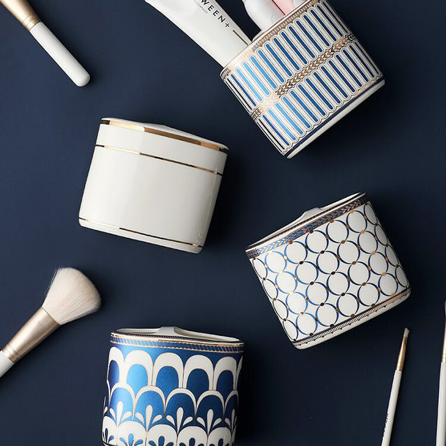 Art Deco Luxe Badkameraccessoirehouder – Elegant & Functioneel Voor Tandenborstels & Cosmetica