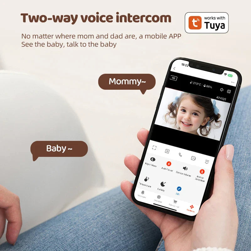 BabySense Smart - Babyfoon 1080P HD – Nachtzicht, Temperatuurmonitor en Afstandsbediening