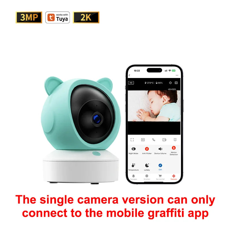 LunaView Baby - Babyfoon met 5-inch Scherm – WiFi Verbinding, 1080P Video en Intercom