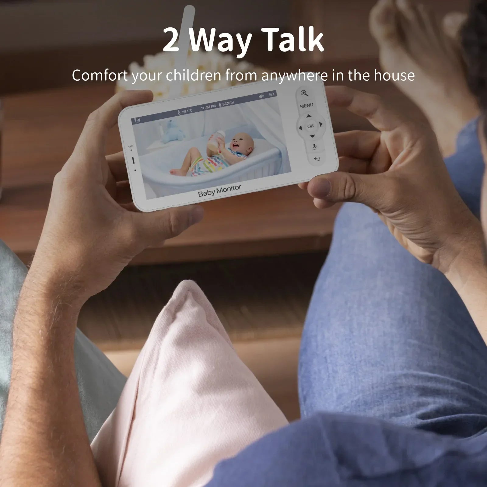 SafeNest Cam - WiFi Babyfoon 5-inch HD – Dual Screen, Nachtzicht, Intercom en Slaadliedjes