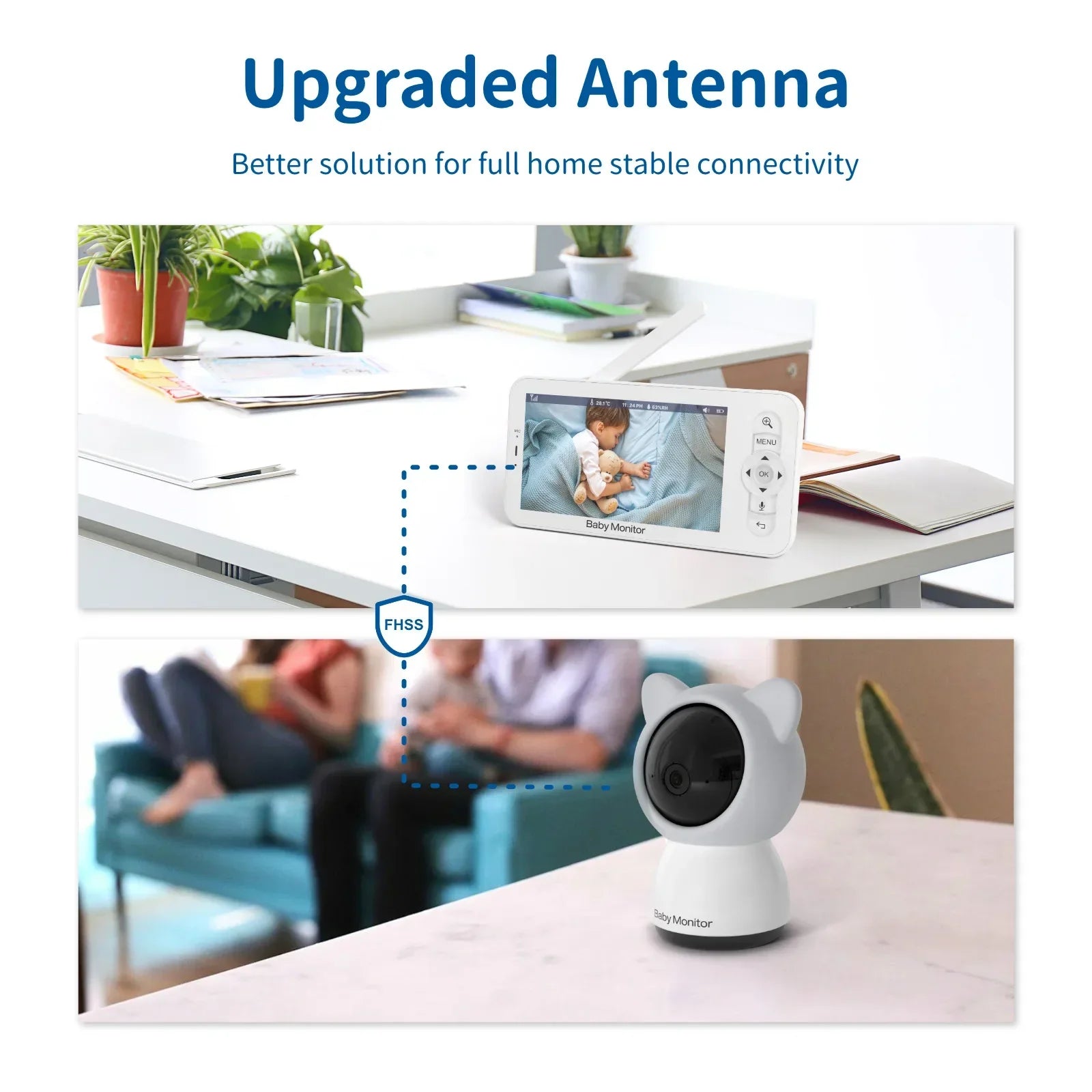 SafeNest Cam - WiFi Babyfoon 5-inch HD – Dual Screen, Nachtzicht, Intercom en Slaadliedjes