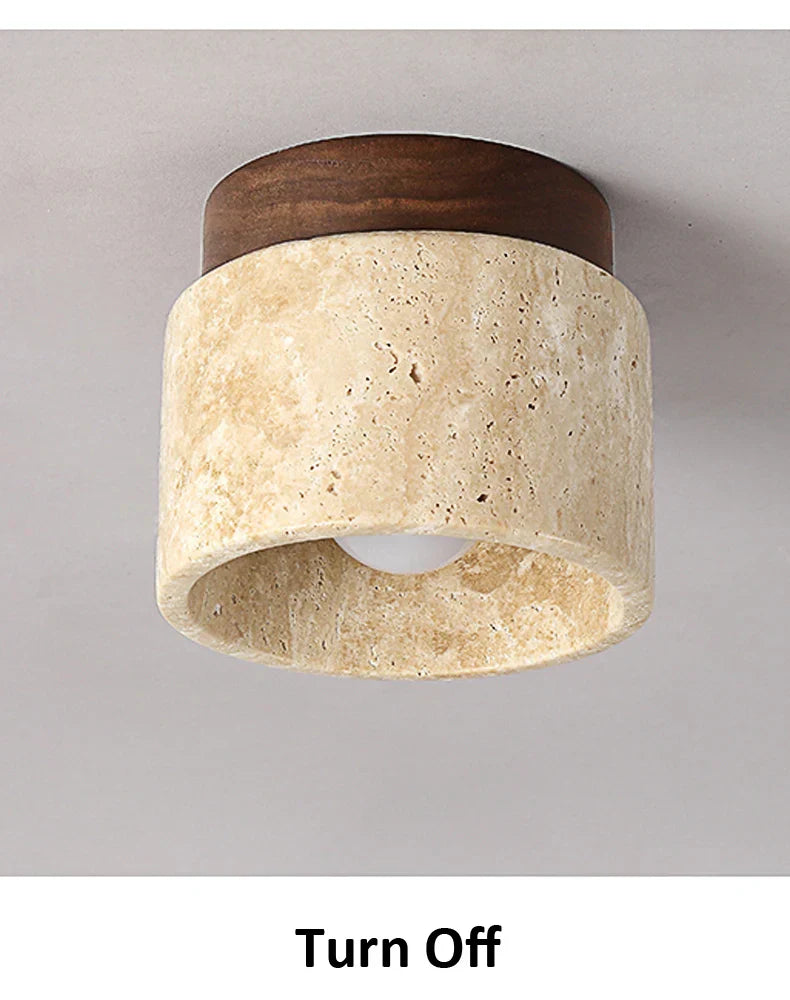 Hinode - Minimalistische Japanse Plafondlamp van Marmer en Hout met LED