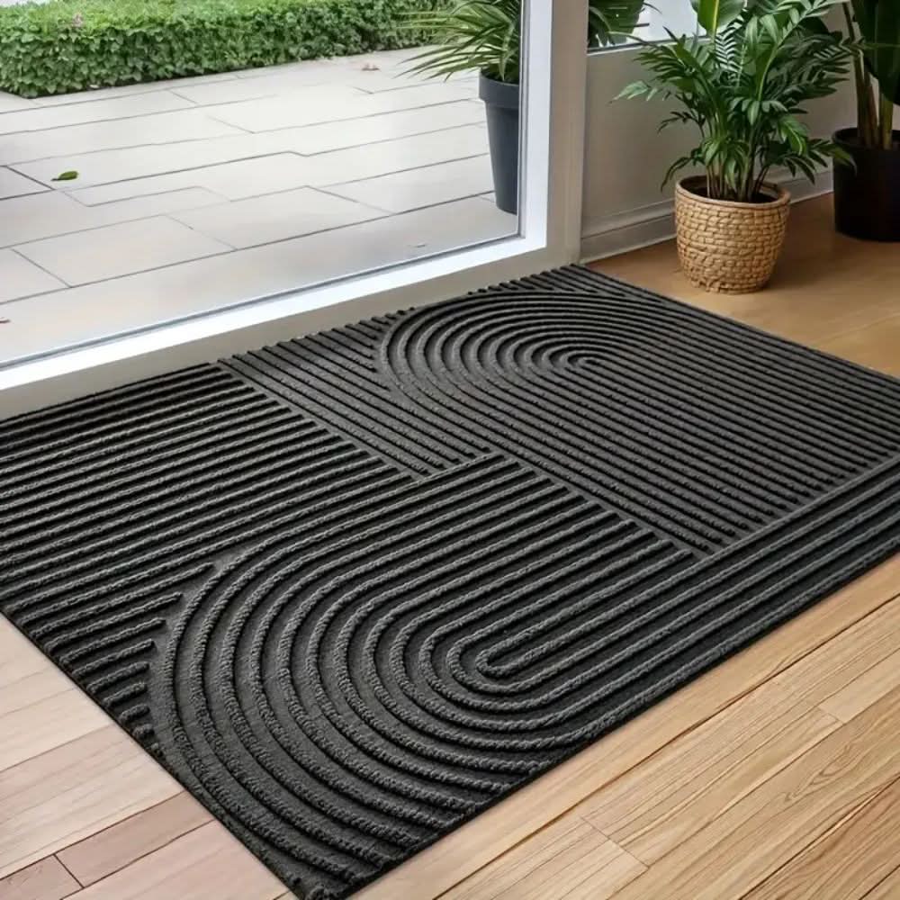 AQUARAY Badmat – Absorberende En Wasbare Mat Met Modern Lijnpatroon
