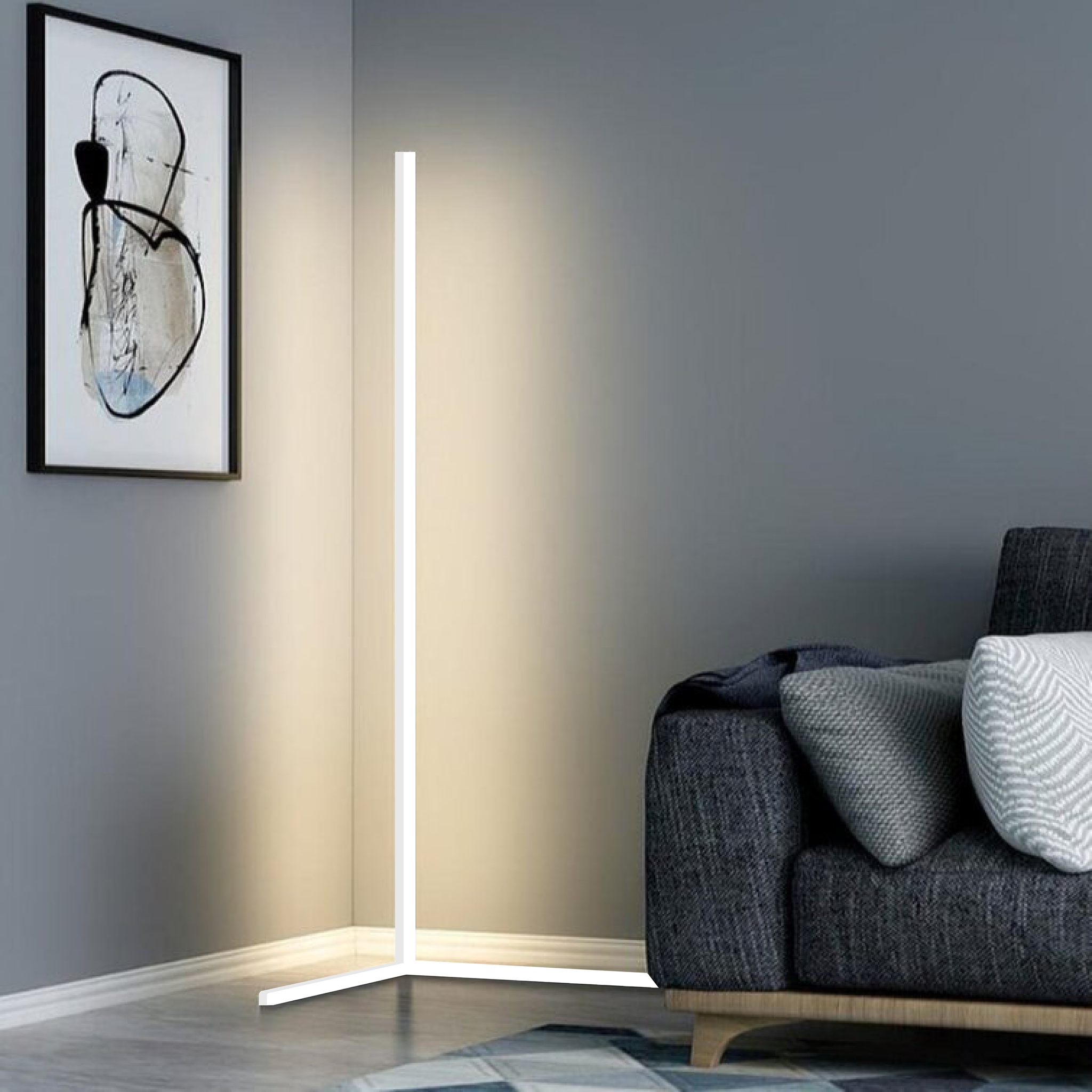Slimme LED Corner Lamp – Minimalistische Staande Hoeklamp met Dimbare Verlichting