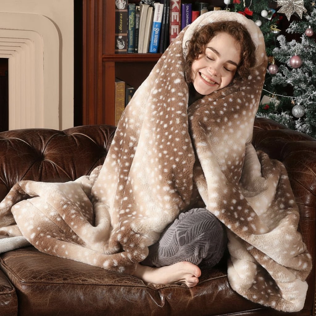 WildCozy Plaid – Zachte Faux Fur Deken Met Hert Design