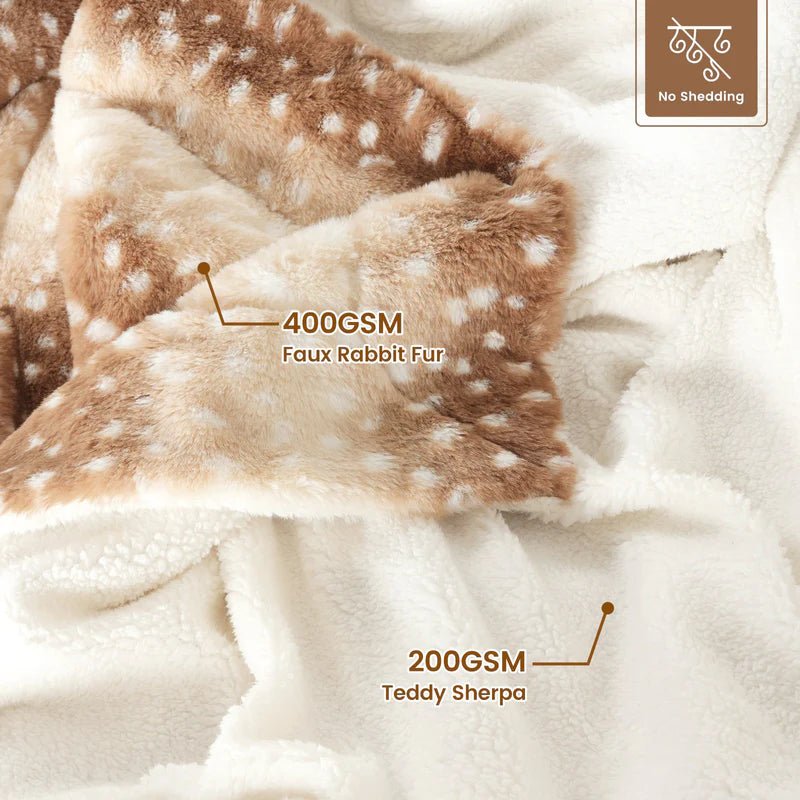 WildCozy Plaid – Zachte Faux Fur Deken Met Hert Design