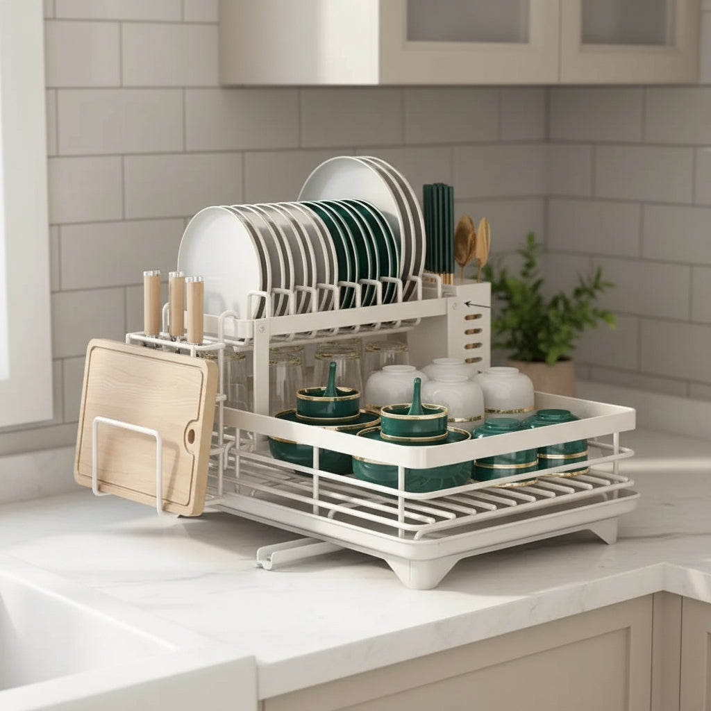 KITCHENFORM – Opvouwbaar RVS Afdruiprek Voor Ruimtebesparend & Modern Keukengebruik