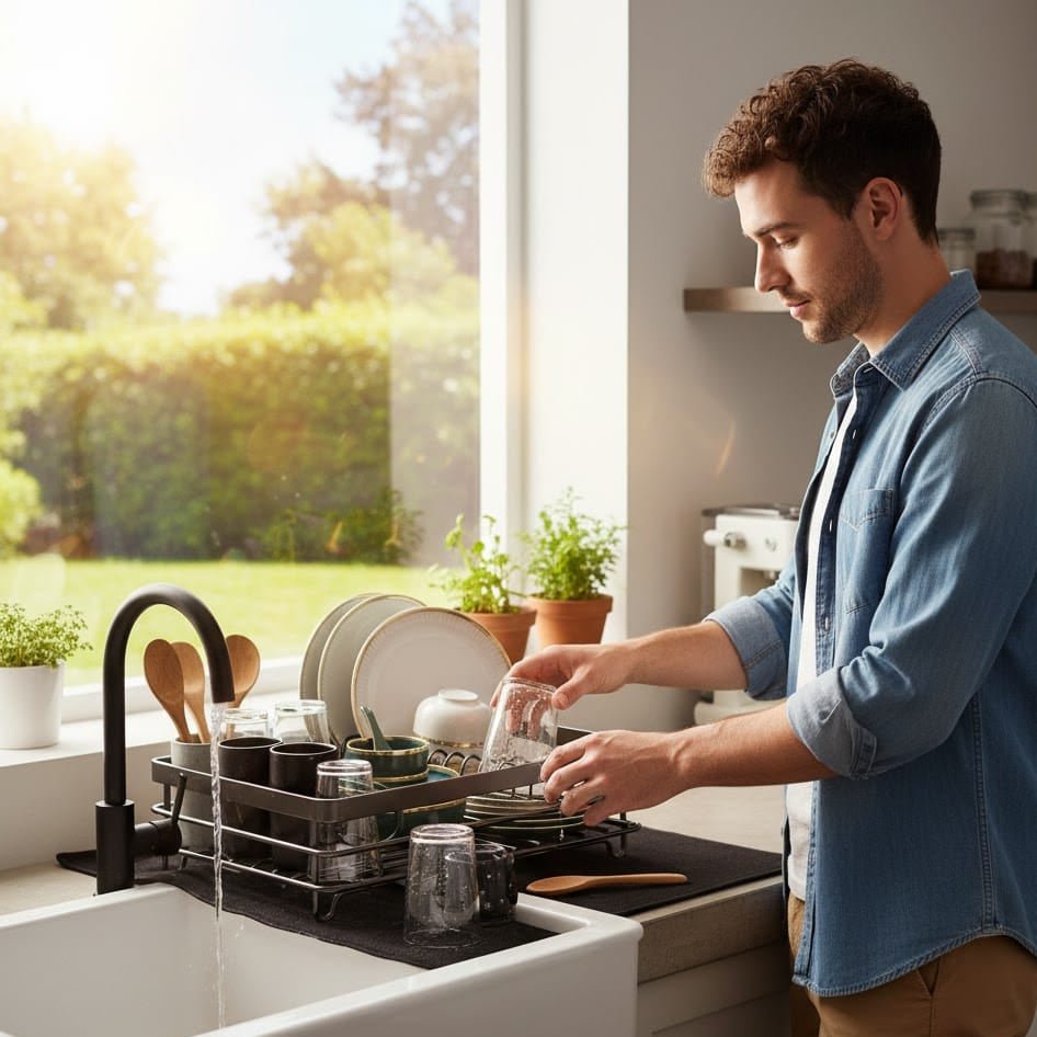 KITCHENFORM – Opvouwbaar RVS Afdruiprek Voor Ruimtebesparend & Modern Keukengebruik