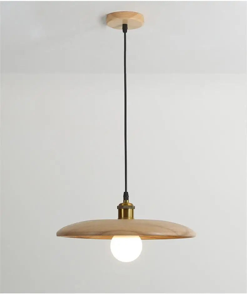 Moderne Houten Hanglamp met Glaskunst Design | Scandinavische LED Plafondlamp