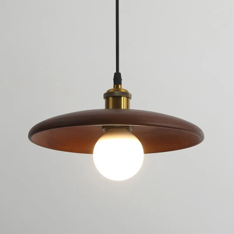 Moderne Houten Hanglamp met Glaskunst Design | Scandinavische LED Plafondlamp