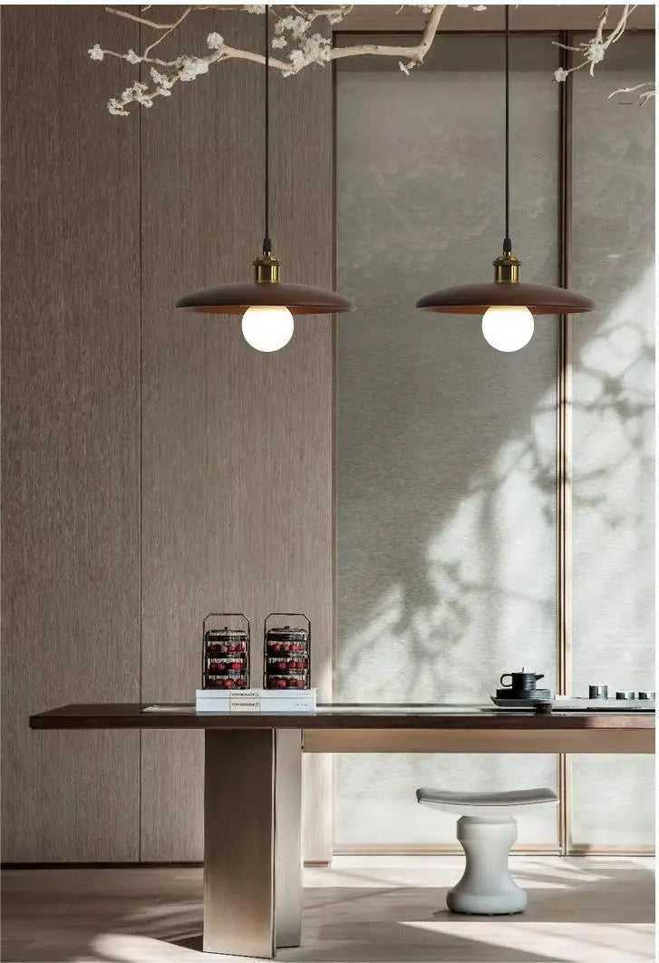 Moderne Houten Hanglamp met Glaskunst Design | Scandinavische LED Plafondlamp