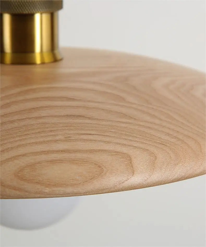 Moderne Houten Hanglamp met Glaskunst Design | Scandinavische LED Plafondlamp