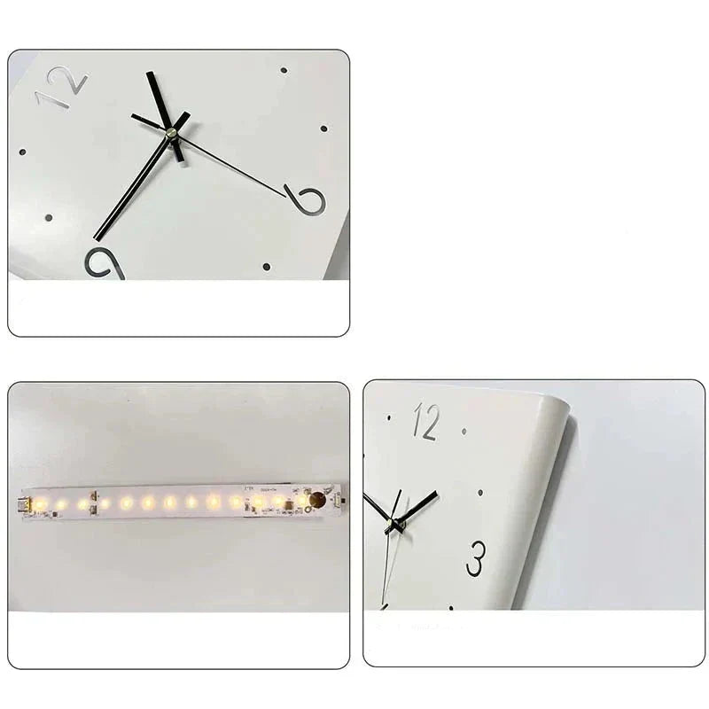 Dubbelzijdige Vierkante Wandklok – Moderne Wandklok met Stil Uurwerk en Verlichting