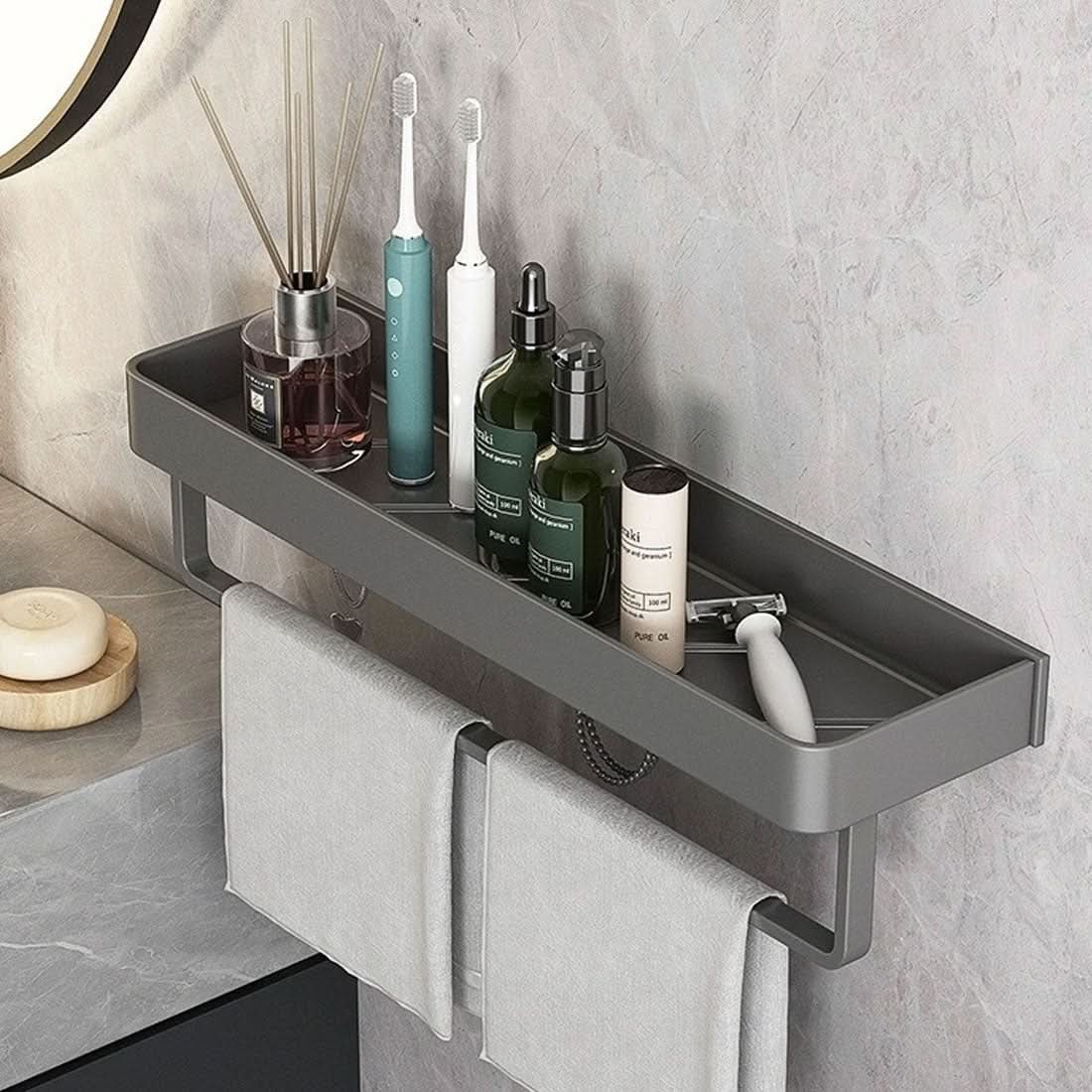 AquaShelf Badkamer Wandplank – Met Handdoekhouder En Zonder Boren Voor Een Strakke Look