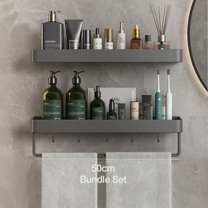 AquaShelf Badkamer Wandplank – Met Handdoekhouder En Zonder Boren Voor Een Strakke Look