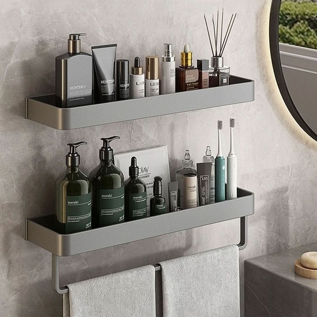 AquaShelf Badkamer Wandplank – Met Handdoekhouder En Zonder Boren Voor Een Strakke Look