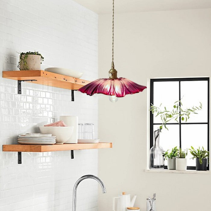 Creatieve Glazen Bloem Hanglamp – Vintage Design voor Slaapkamer & Woonkamer