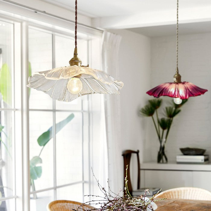 Creatieve Glazen Bloem Hanglamp – Vintage Design voor Slaapkamer & Woonkamer