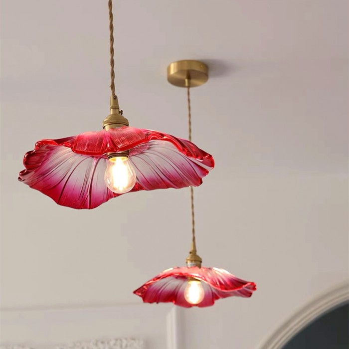 Creatieve Glazen Bloem Hanglamp – Vintage Design voor Slaapkamer & Woonkamer