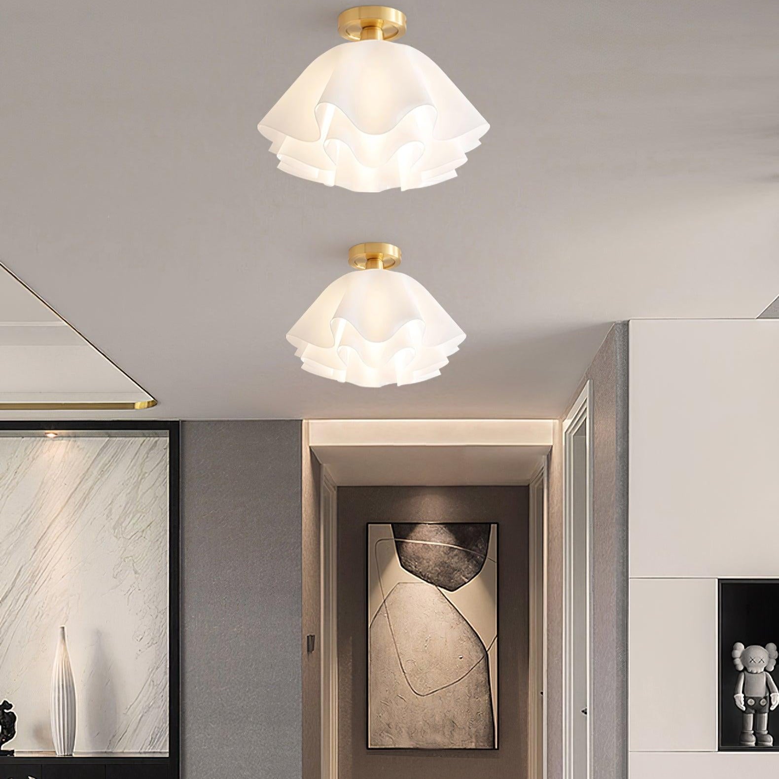 Moderne Plafondlamp van Koper met Gevouwen Design en LED Verlichting