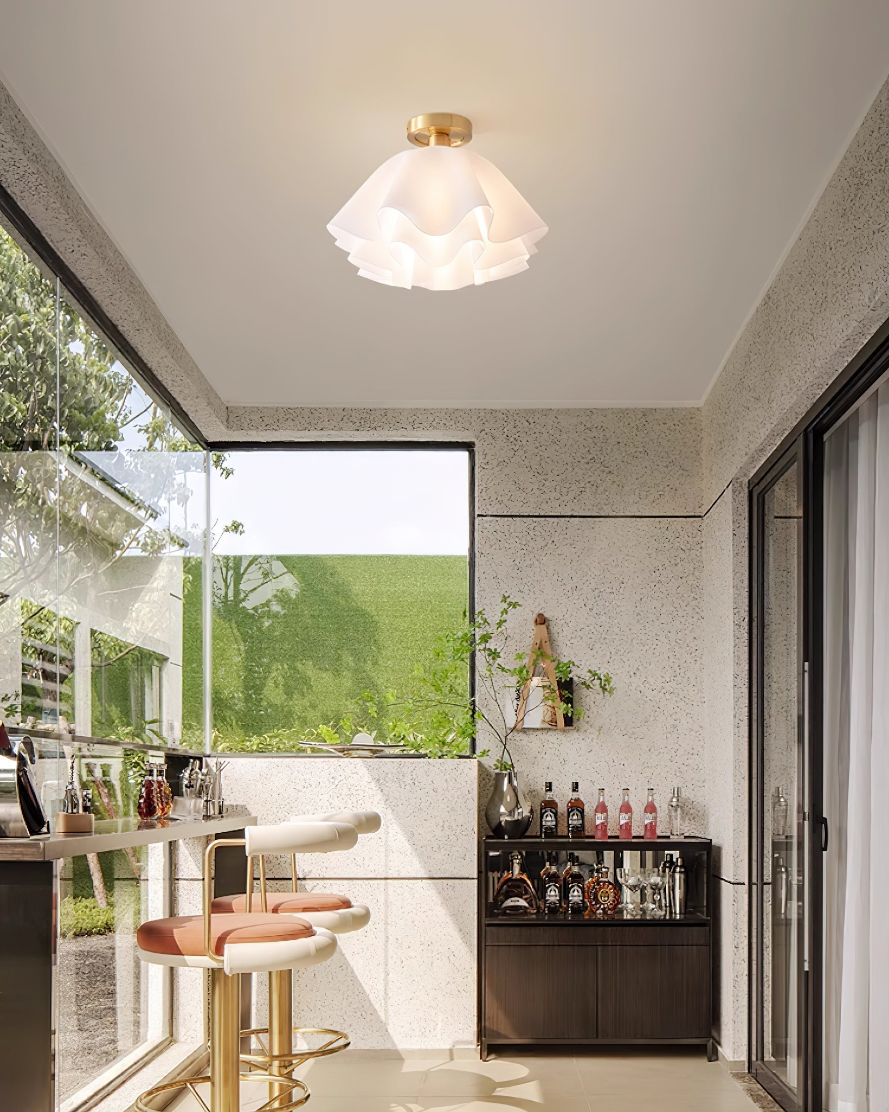 Moderne Plafondlamp van Koper met Gevouwen Design en LED Verlichting