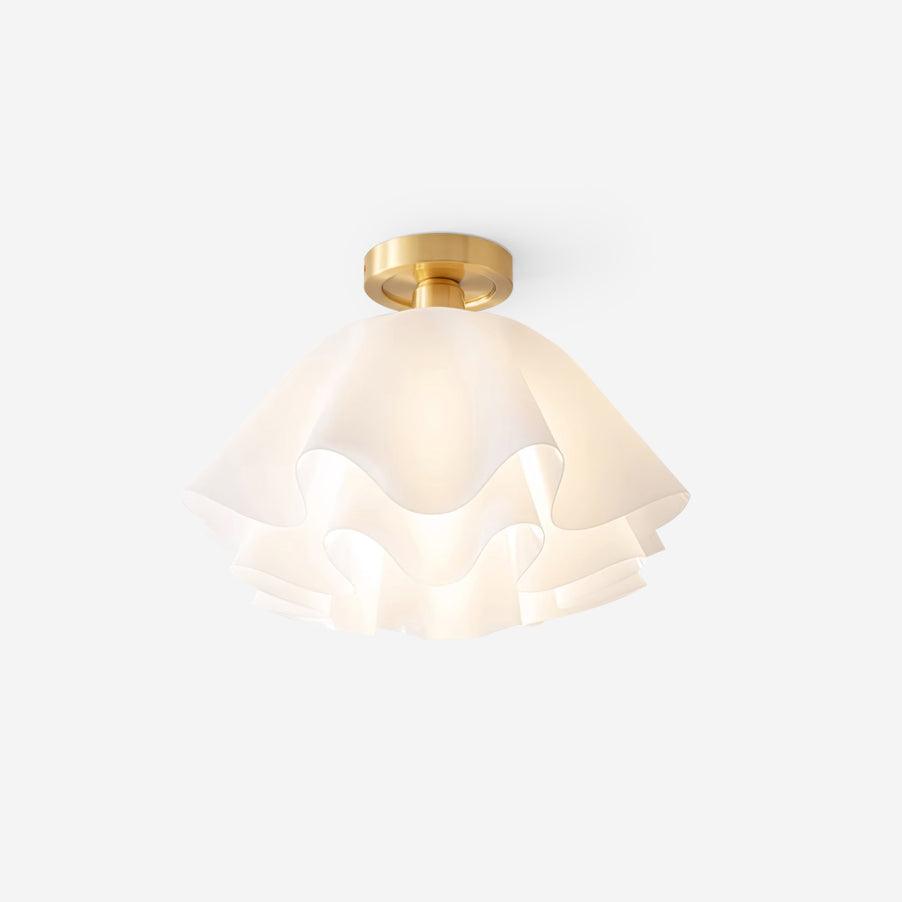 Moderne Plafondlamp van Koper met Gevouwen Design en LED Verlichting