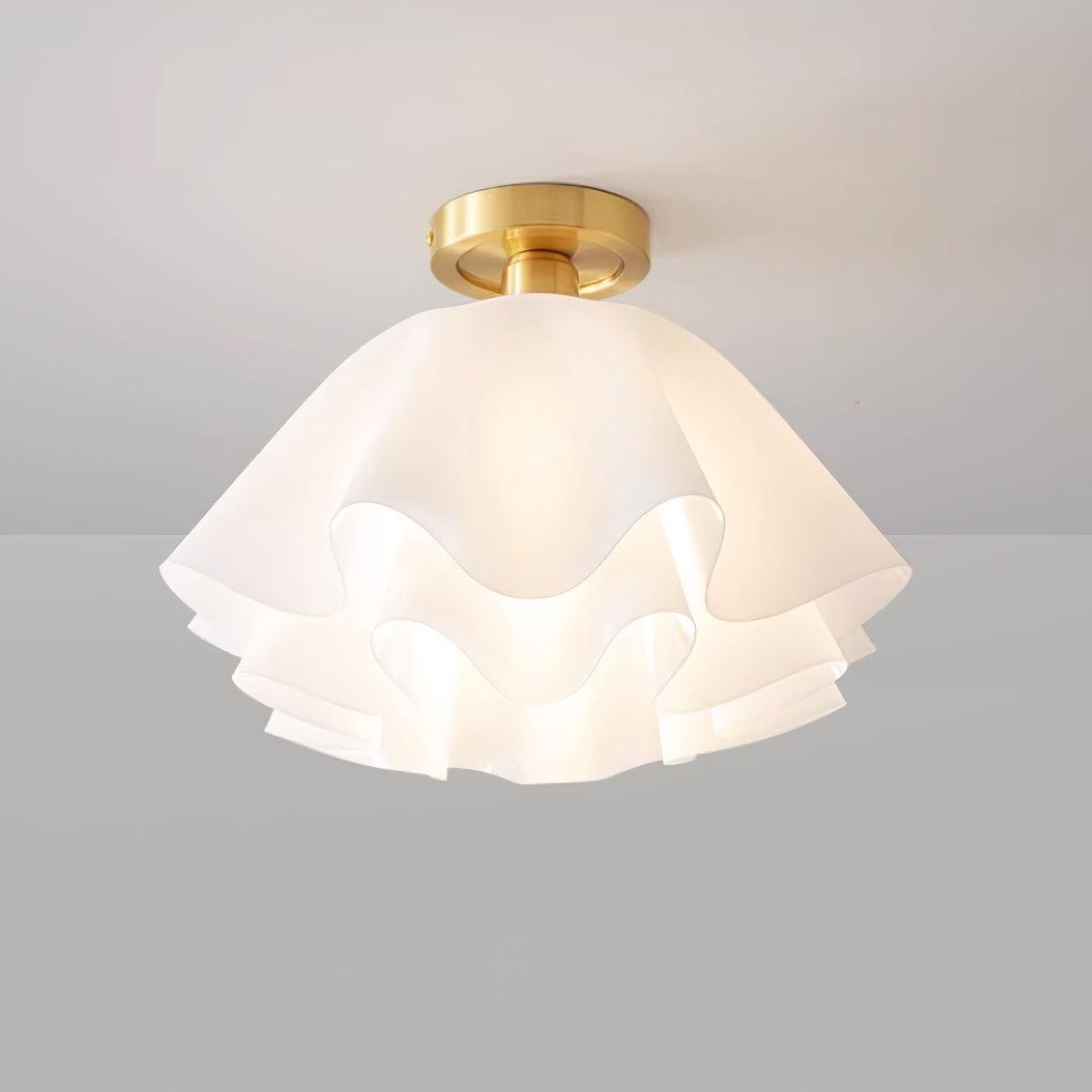 Moderne Plafondlamp van Koper met Gevouwen Design en LED Verlichting