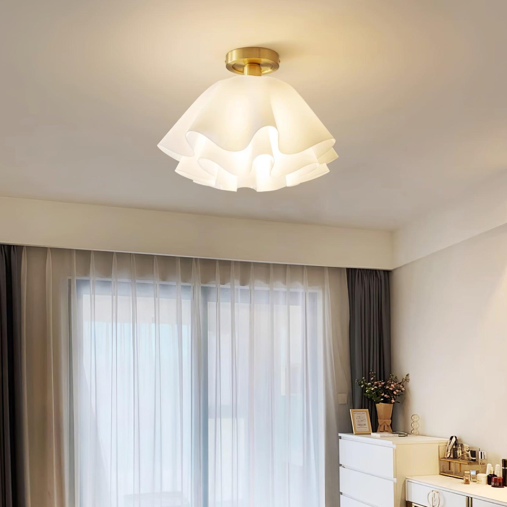 Moderne Plafondlamp van Koper met Gevouwen Design en LED Verlichting