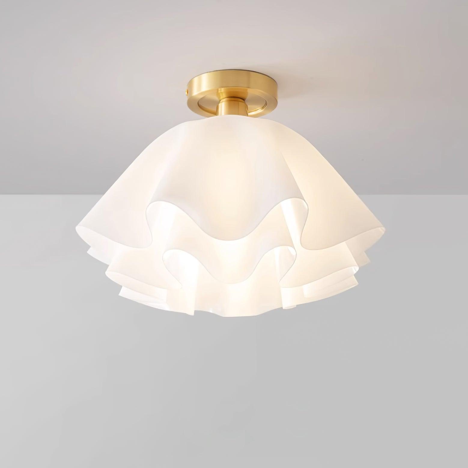 Moderne Plafondlamp van Koper met Gevouwen Design en LED Verlichting