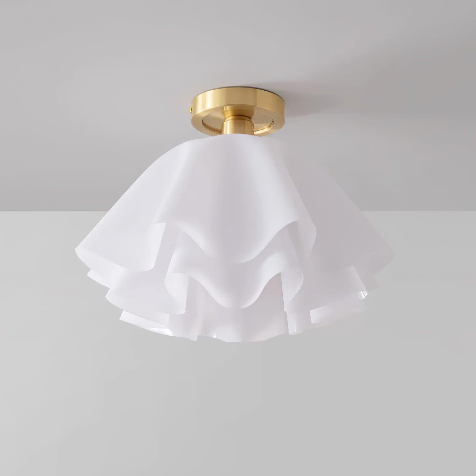 Moderne Plafondlamp van Koper met Gevouwen Design en LED Verlichting