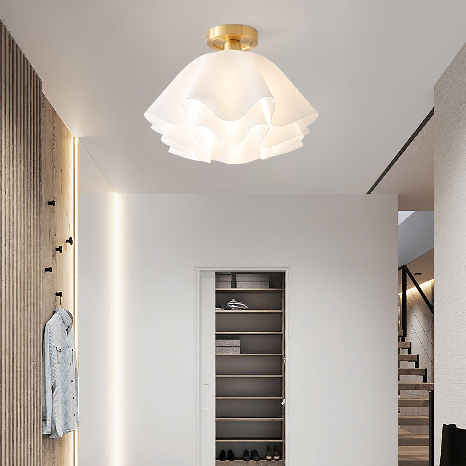 Moderne Plafondlamp van Koper met Gevouwen Design en LED Verlichting