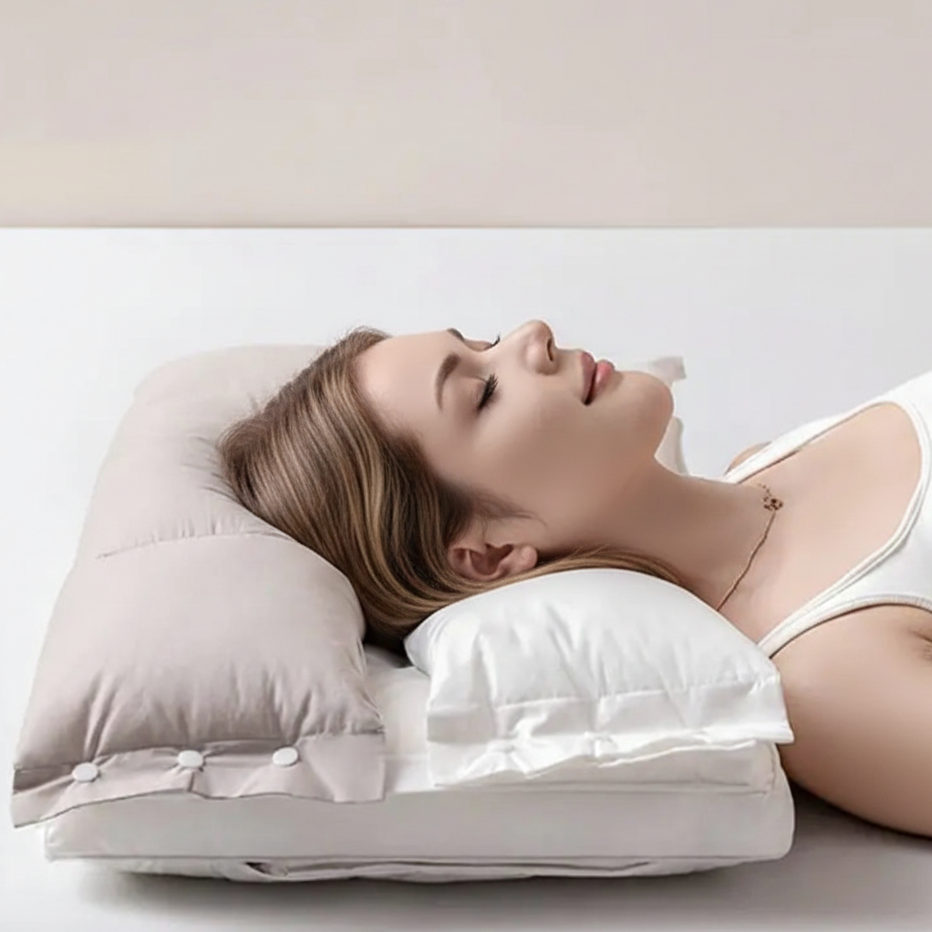 Ergonisch Kussen met Dubbele Laag – Comfort Voor Thuis & Reizen